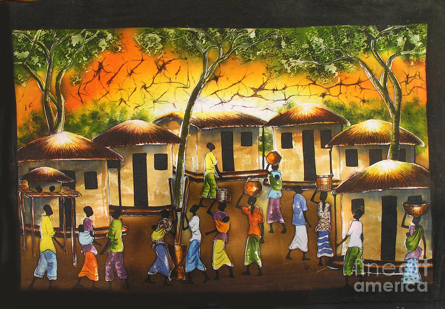 village scene painting for kids