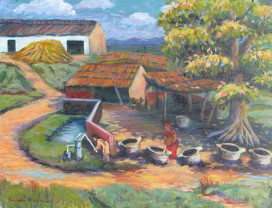 Village Stables Painting by Art Nomad Sandra  Hansen