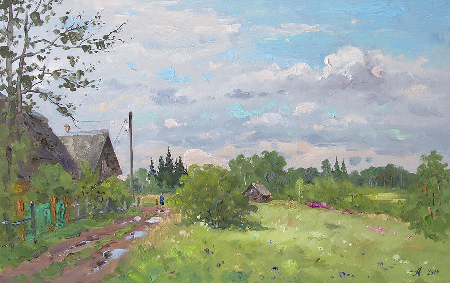 Village. Summer Day Painting
