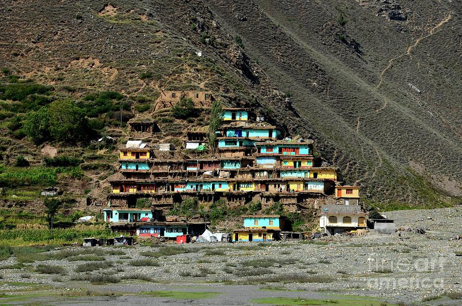 Village with colorful houses on mountainside Kaghan Valley Pakistan Photograph by Imran Ahmed