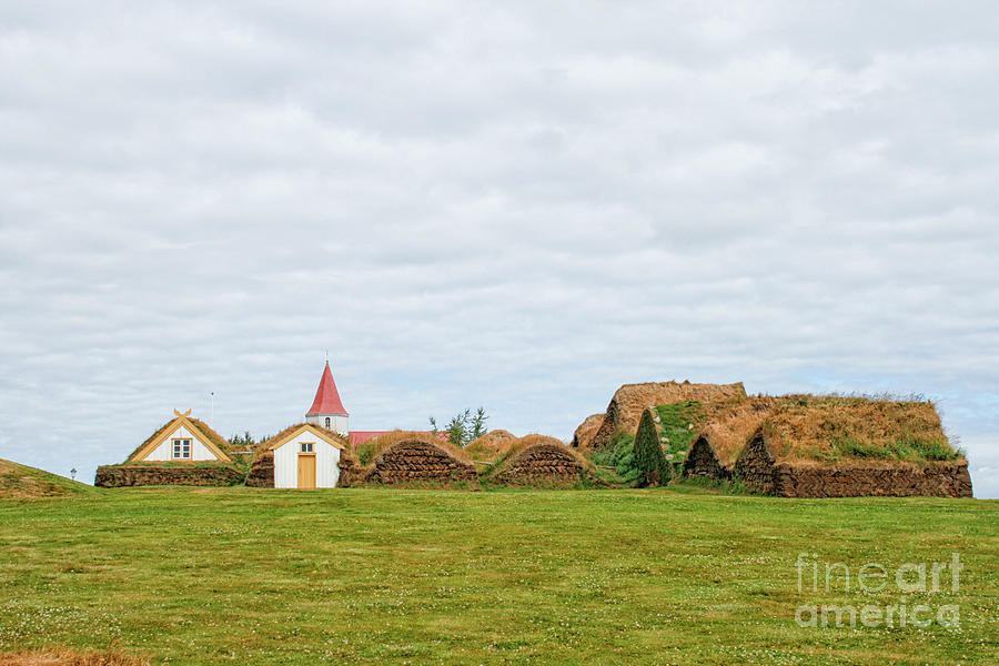 Village with traditional turfhouses and church Photograph by Patricia Hofmeester