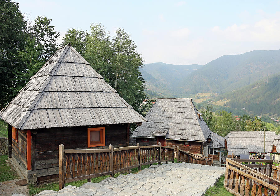 Village With Wooden Cabin Log On Mountain Photograph by Goce Risteski ...