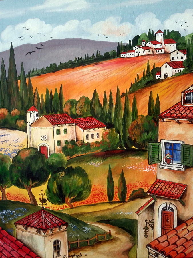 Villaggio toscano Painting by Roberto Gagliardi