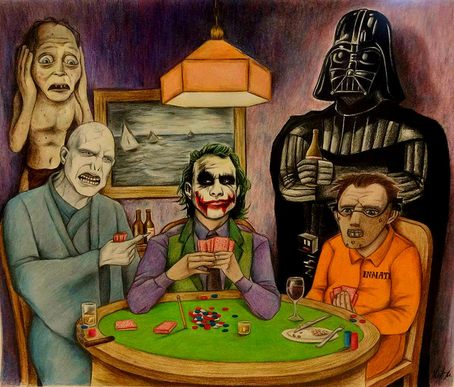 Villains Playing Poker Drawing by Seth Malin