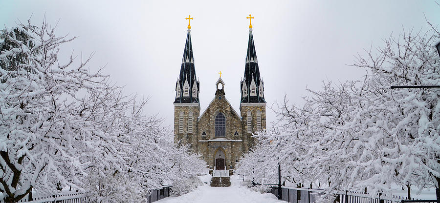 Winter Photograph - Villanova University after Snow Fall by Bill Cannon