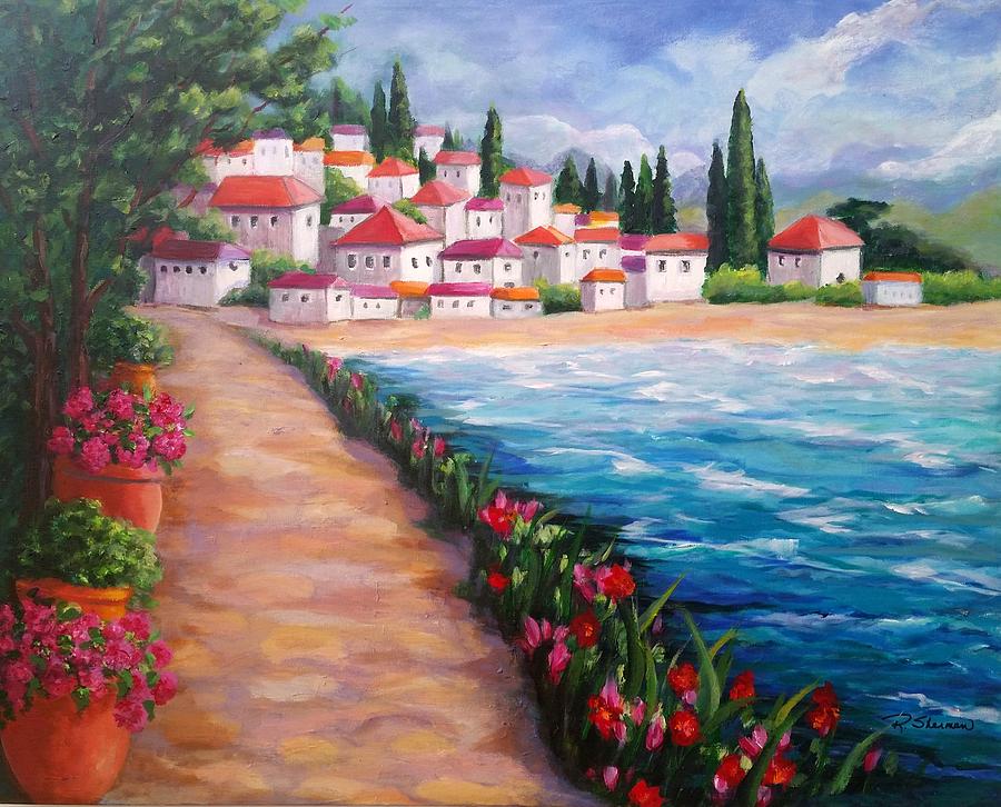 Villas by the Sea Painting by Rosie Sherman