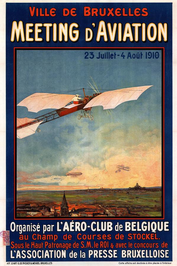 Ville De Bruxelles Meeting DAviation - Retro travel Poster - Vintage Poster Mixed Media by Studio Grafiikka