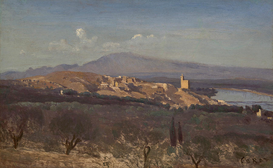 Mountain Painting - Villeneuve-les-Avignon by Jean-Baptiste-Camille Corot