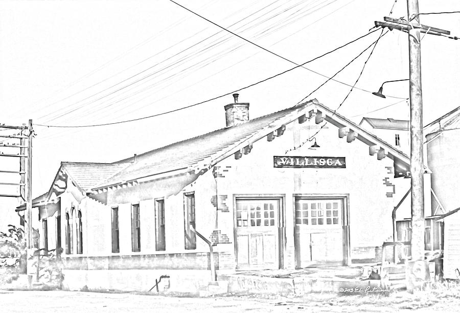 Villisca IA Train Depot Sketch Photograph by Ed Peterson