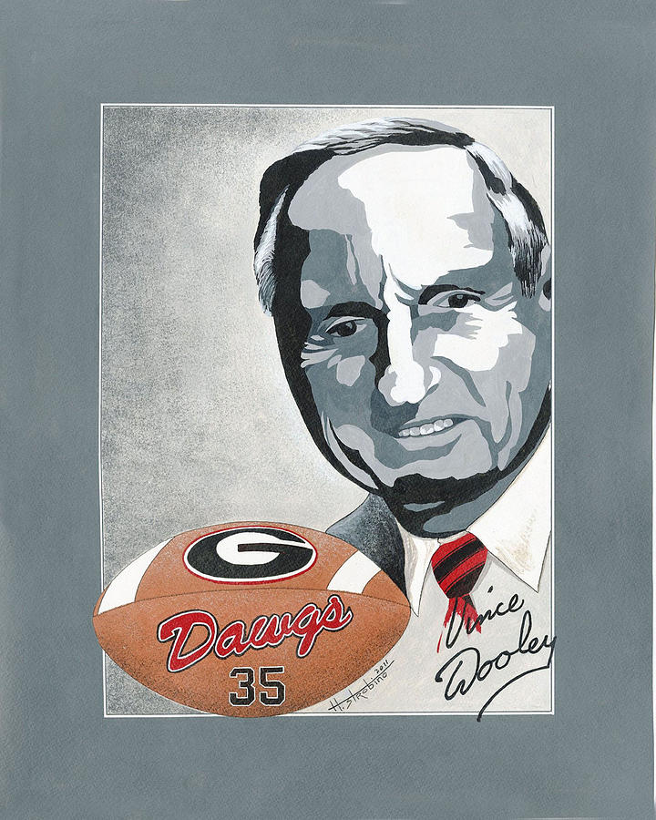 Vince Dooley T-shirt Painting by Herb Strobino
