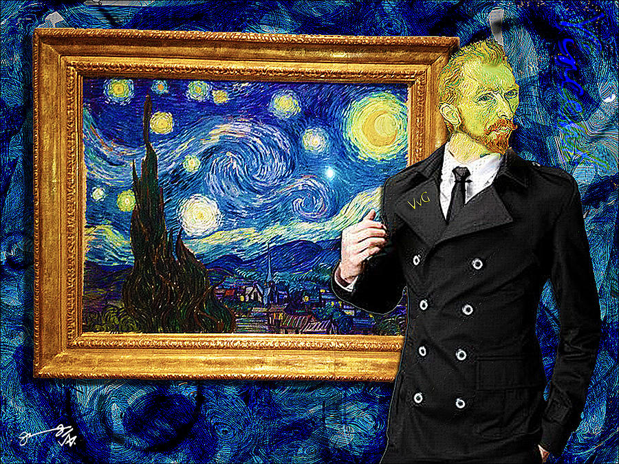 Vincent Van Gogh Drawing - Vincent in Starry Night by Jose A Gonzalez Jr