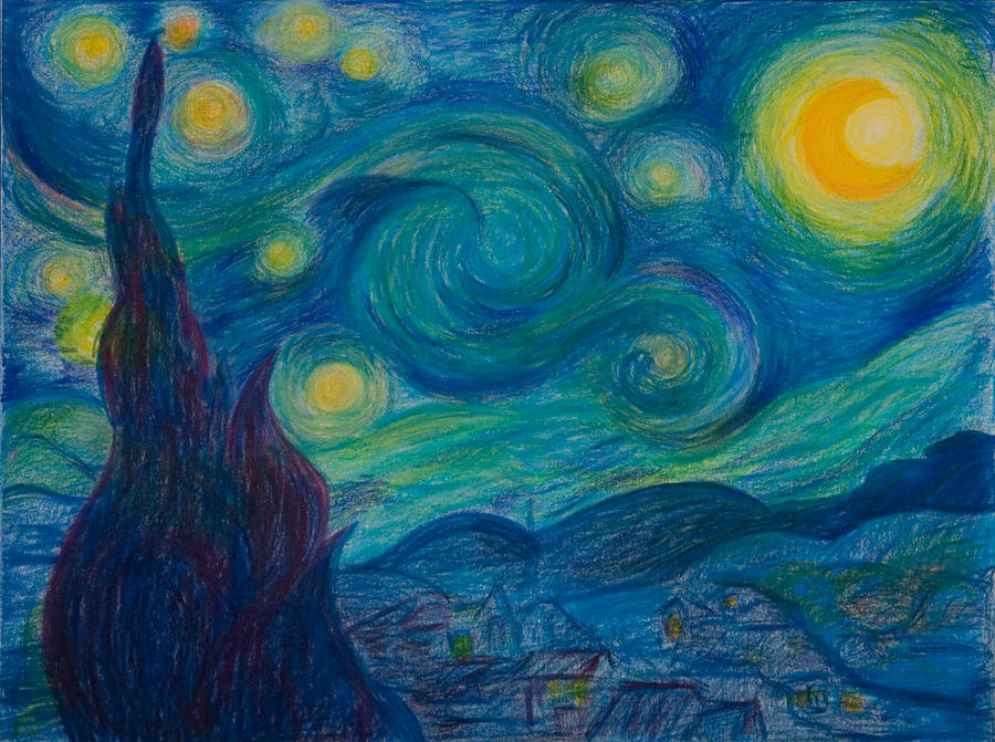Vincent Starry Night Drawing by Elena Soldatkina