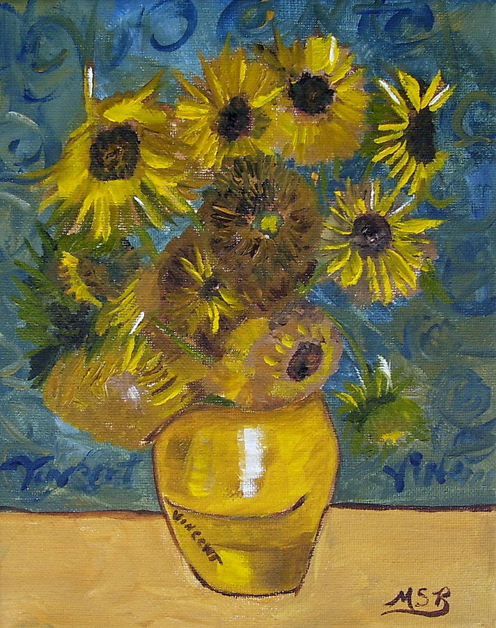 Sunflower Painting - Vincents Sunflowers by Maria Soto Robbins