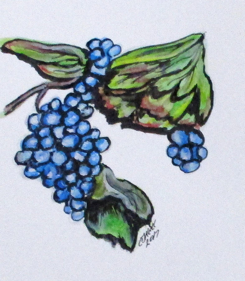 Vine Grapes Painting by Clyde J Kell