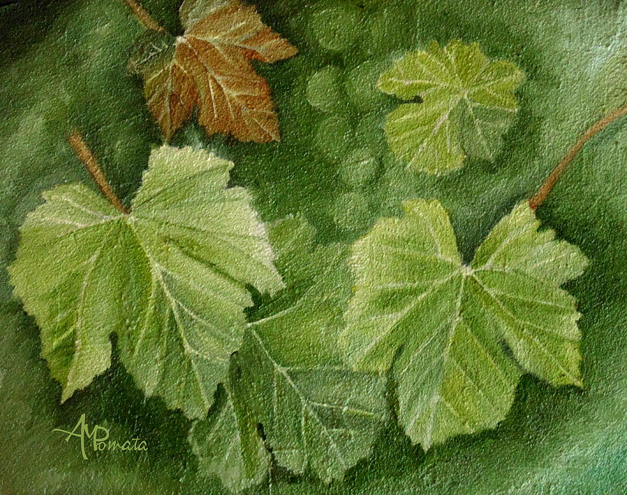 Wine Painting - Vine leaves by Angeles M Pomata