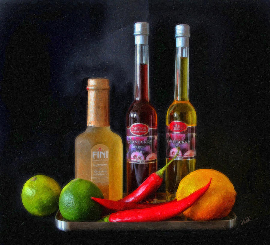 Vinegar Oil Fruit and Peppers Painting by Dean Wittle