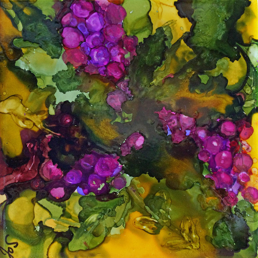 Vines of Grapes Painting by Jo Smoley