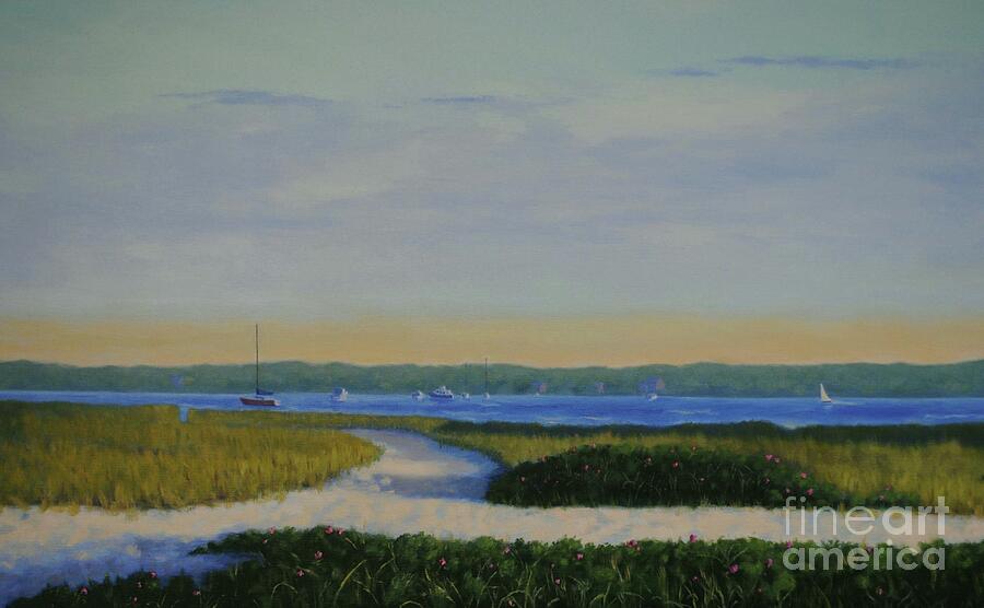 Vineyard Painting - Vineyard Beach Path by Laura Roberts Vineyard Painting - Vineyard Beach Path by Laura Roberts