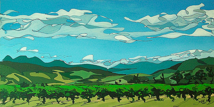 Mountain Painting - Vineyard Landscape by John Gibbs