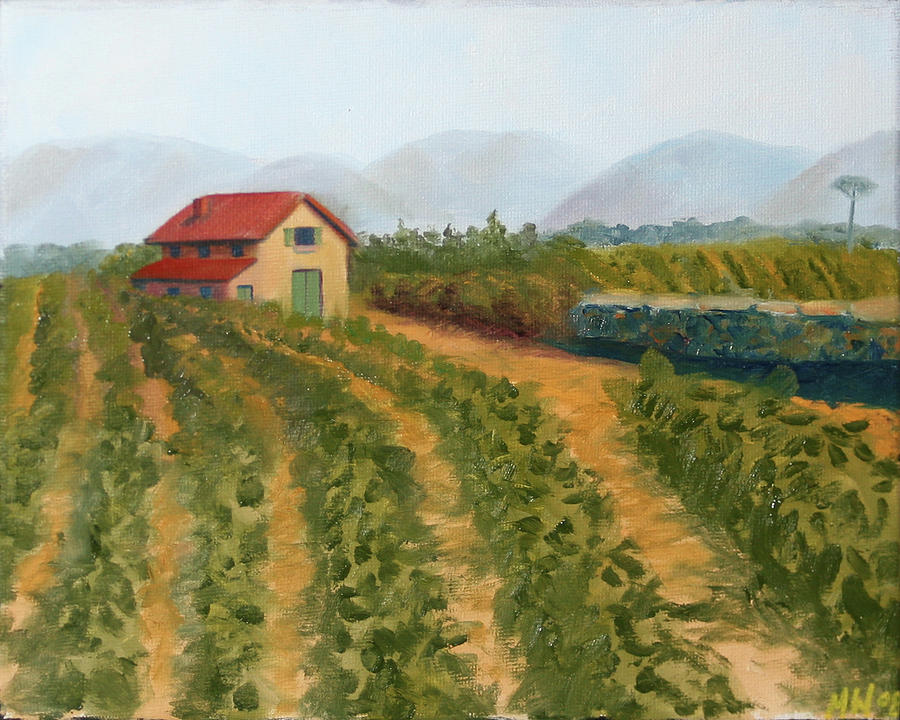 Vineyard Landscape Oil Painting Painting by Mark Webster
