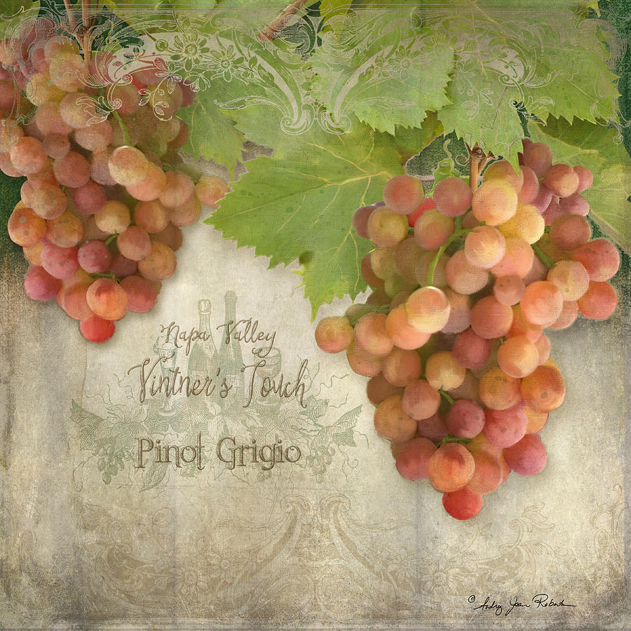 Vineyard - Napa Valley Vintners Touch Pinot Grigio Grapes Painting by Audrey Jeanne Roberts Vineyard - Napa Valley Vintners Touch Pinot Grigio Grapes Painting by Audrey Jeanne Roberts