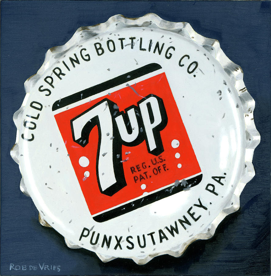 Vintage Painting - Vintag Bottle Cap, 7up by Rob De Vries