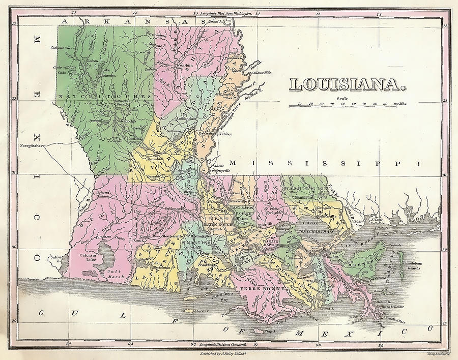 Vintage Photograph - Vintage 1827 Louisiana Map by Stephen Stookey