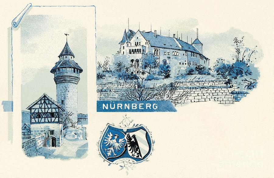 Vintage 1890s litho Nuernberg Nuremberg Digital Art by Heidi De Leeuw