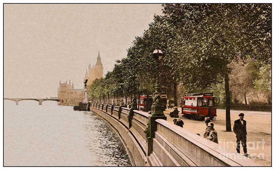 Vintage 1890s The Embankment River Thames London Photograph by Heidi De Leeuw