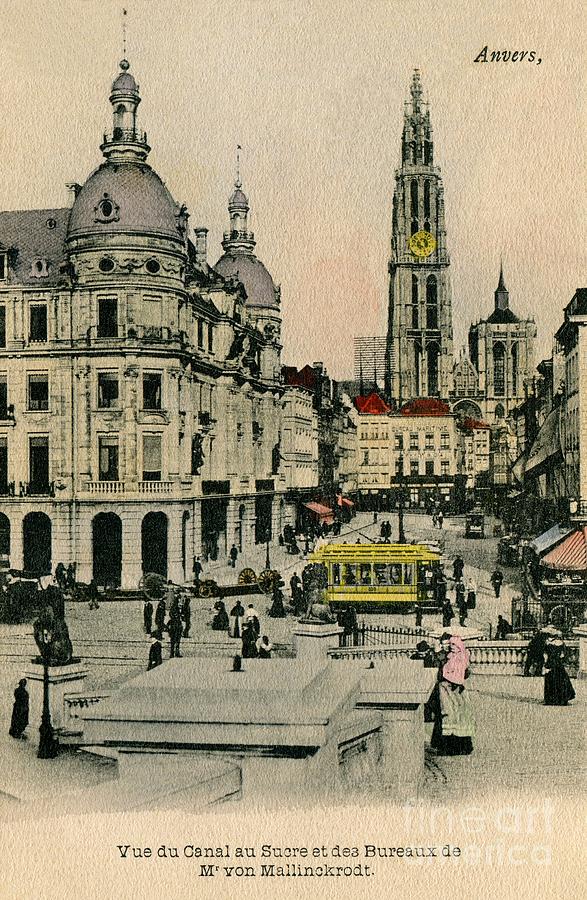 Vintage 1900s Antwerp Belgium Suikerrui and cathedral Photograph by Heidi De Leeuw