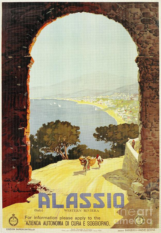 Vintage 1920s Alassio Italian travel advertising Digital Art by Heidi De Leeuw