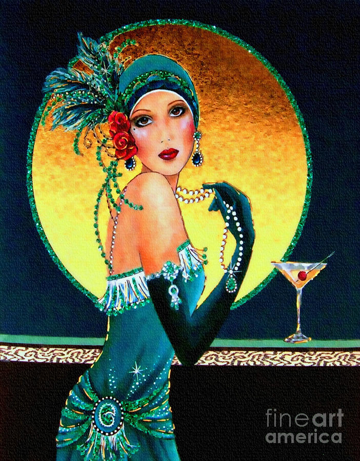 Vintage 1920s Fashion Girl  Painting by Ian Gledhill