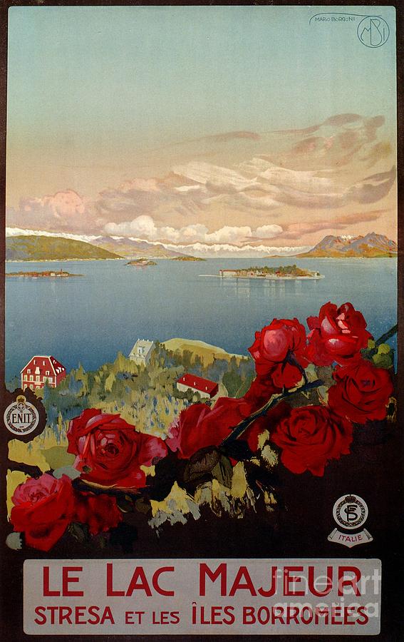 Vintage 1920s Lake Maggiore Stresa Italian Travel Poster Digital Art