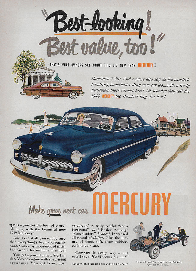 Vintage 1949 Mercury ad Mixed Media by James Smullins