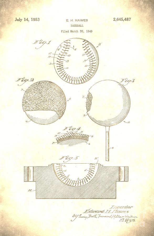 Vintage 1953 Baseball Patent Digital Art
