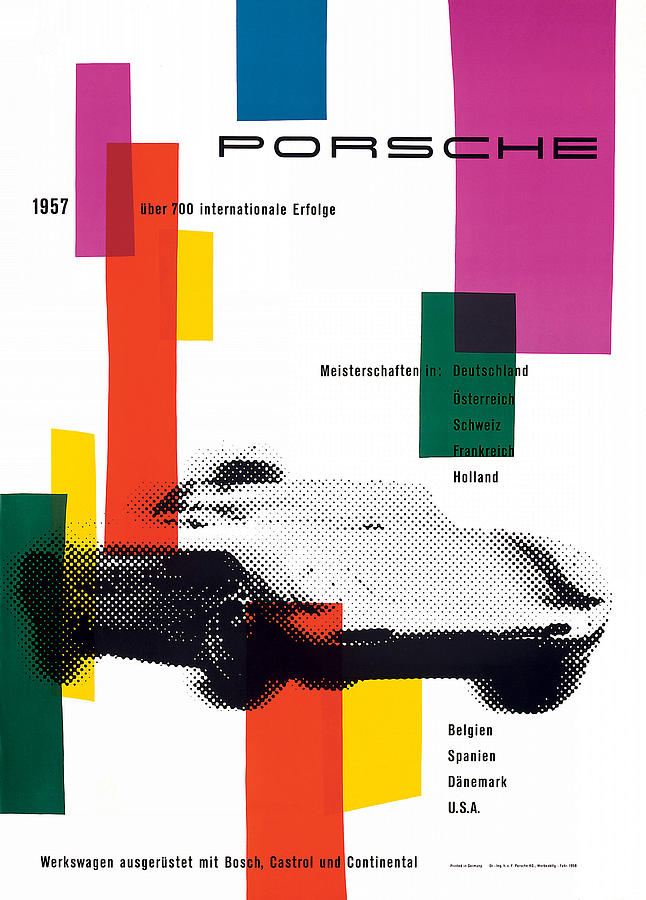 Vintage 1957 Porsche racing poster Photograph by Georgia Clare