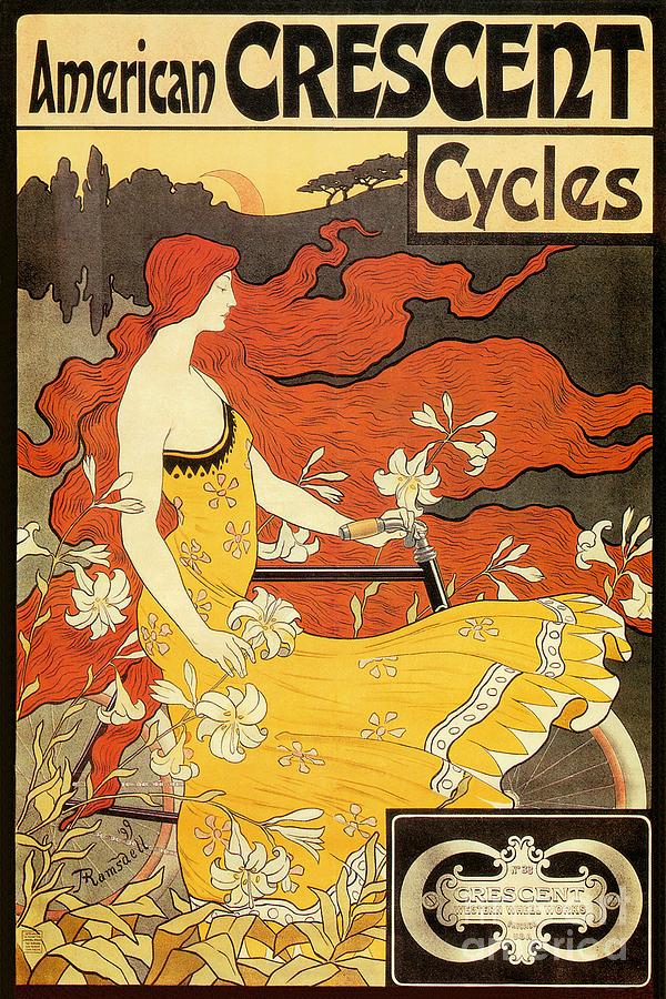 Vintage American art nouveau Bicycles ad Digital Art by Heidi De Leeuw