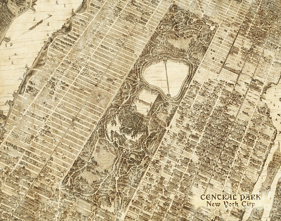 Vintage Antique City Map of Central Park New York City Photograph by ELITE IMAGE photography By Chad McDermott