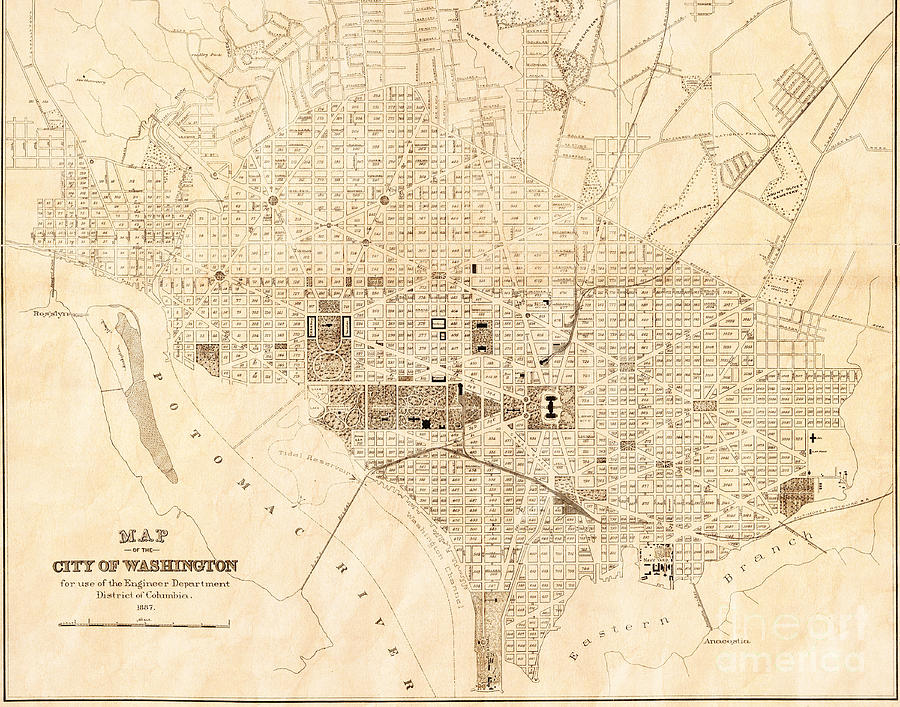 Vintage Antique Washington DC City Map Photograph by ELITE IMAGE photography By Chad McDermott