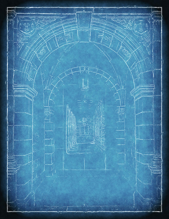 Vintage Archway Blueprint Photograph by Phil Perkins