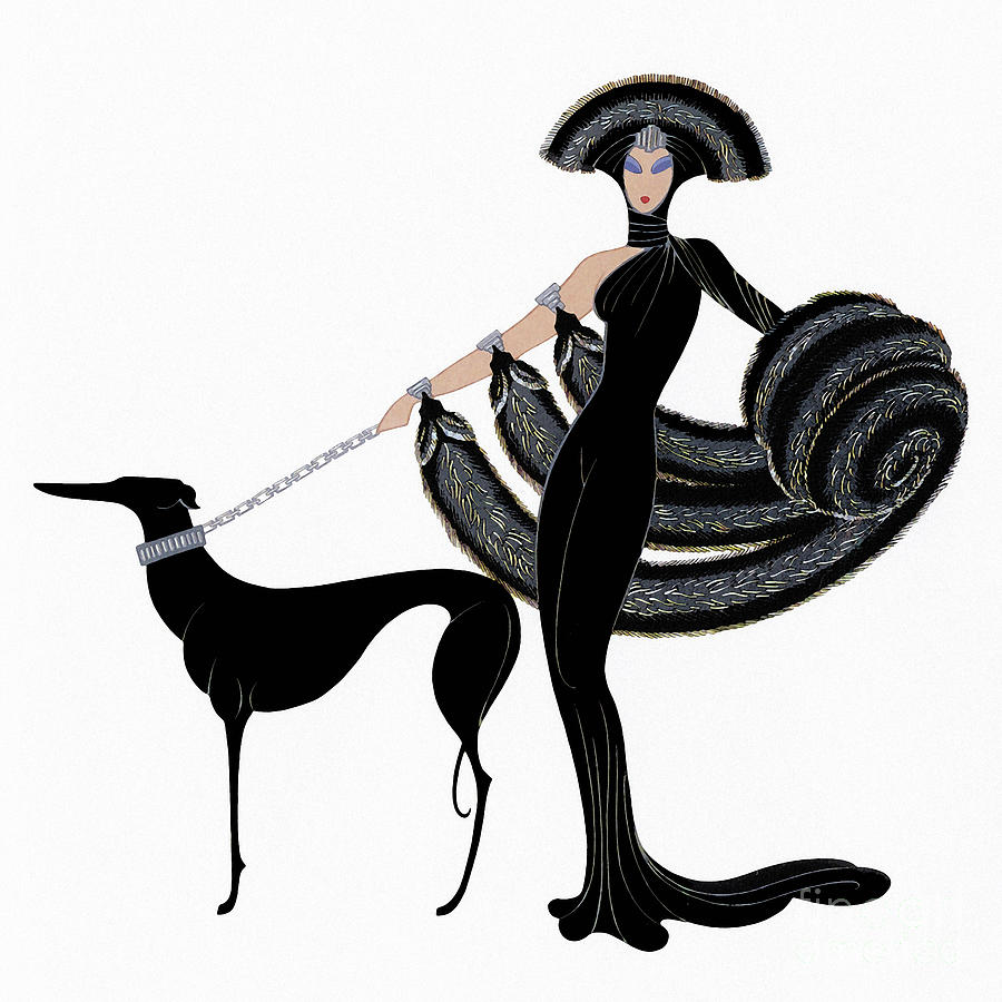 Vintage Art Deco era Haute Couture Fashion illustration Painting by Tina Lavoie