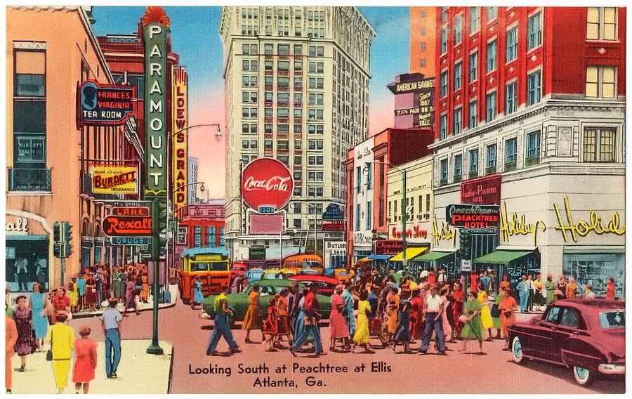 Vintage Mixed Media - Vintage Atlanta Postcard by Mountain Dreams