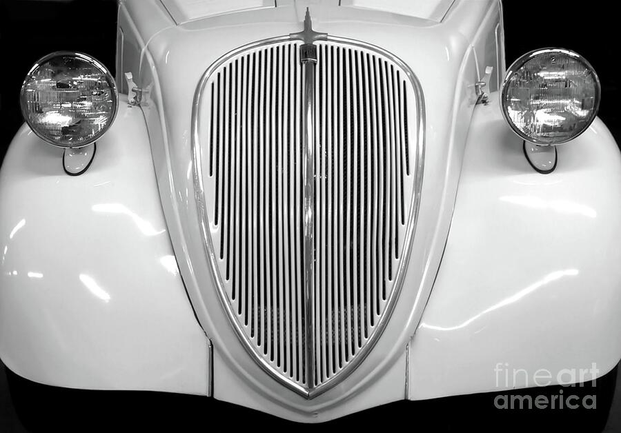 Vintage Auto Grille in Black and White Photograph by Patricia Strand