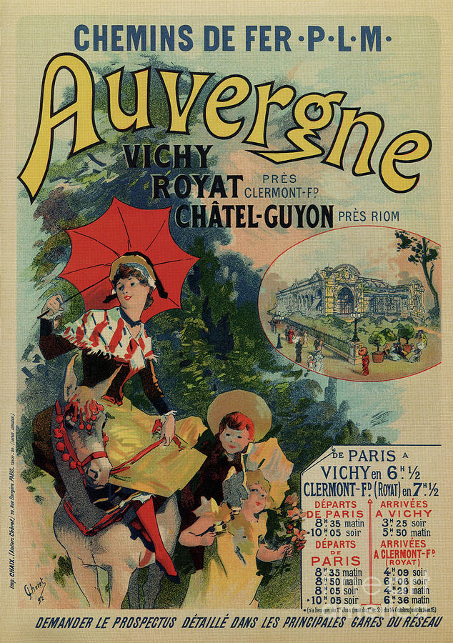  Vintage Auvergne French travel advertising Drawing by Heidi De Leeuw