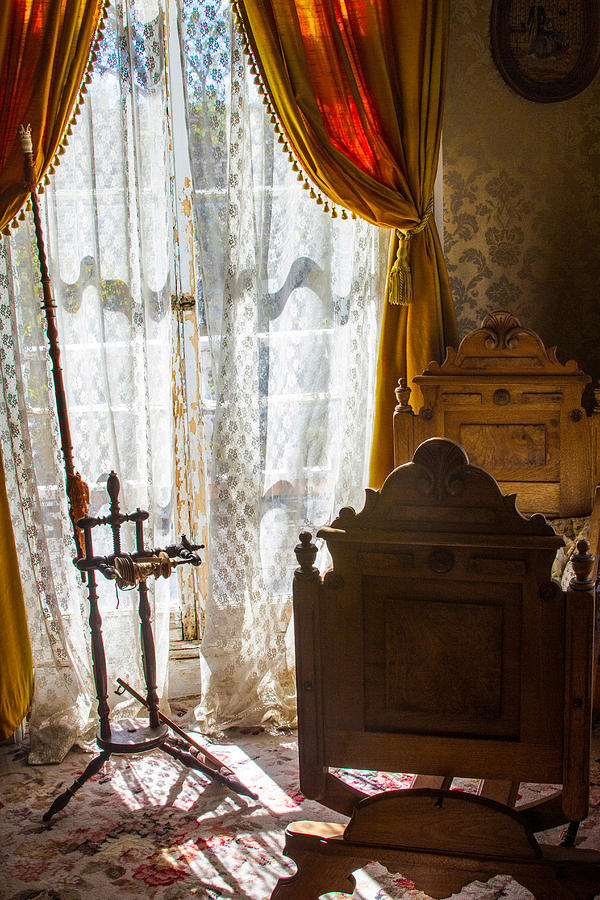 Vintage Baby Crib, Spindle and Window Photograph by Bonnie Follett