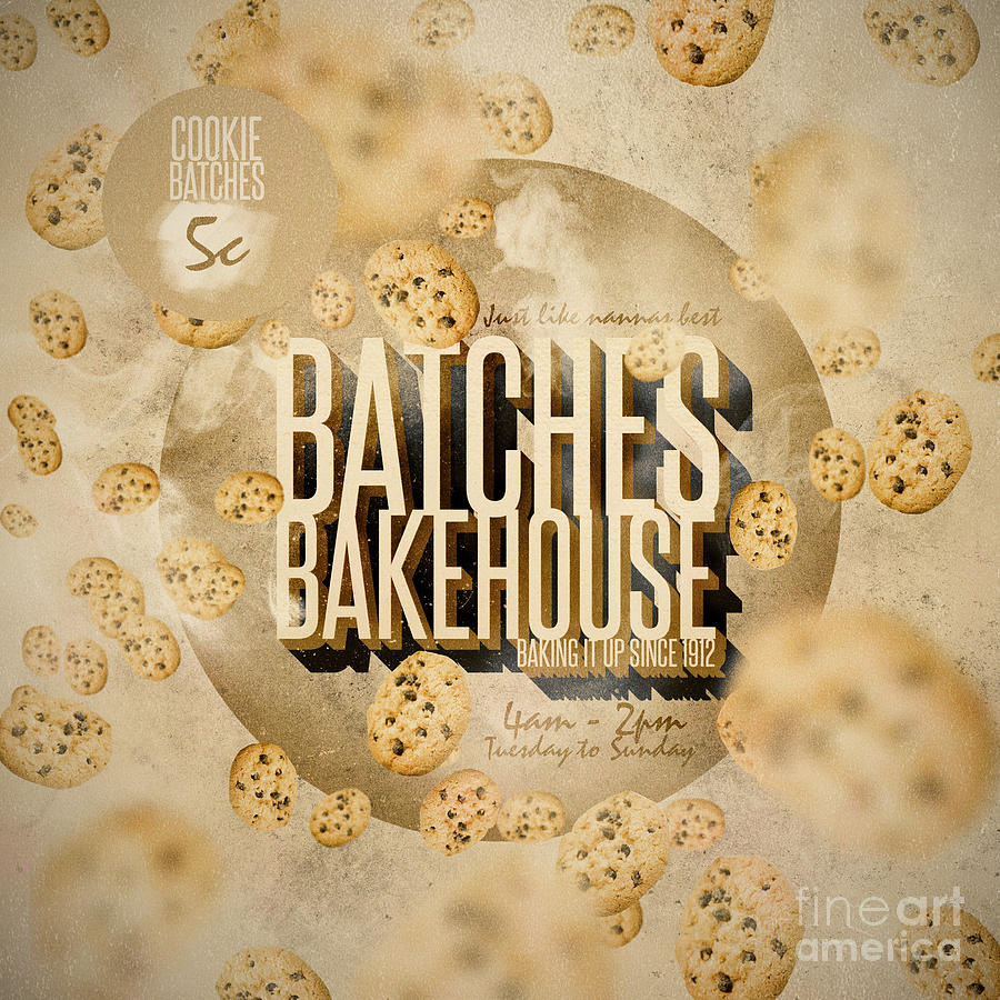 Vintage Bakery Ad - Batches Bakehouse Digital Art by Jorgo Photography
