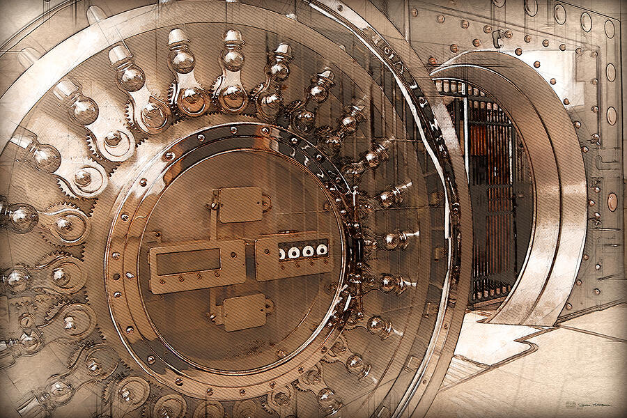 Vintage Bank Vault Door and Lock No. 3  Digital Art by Serge Averbukh