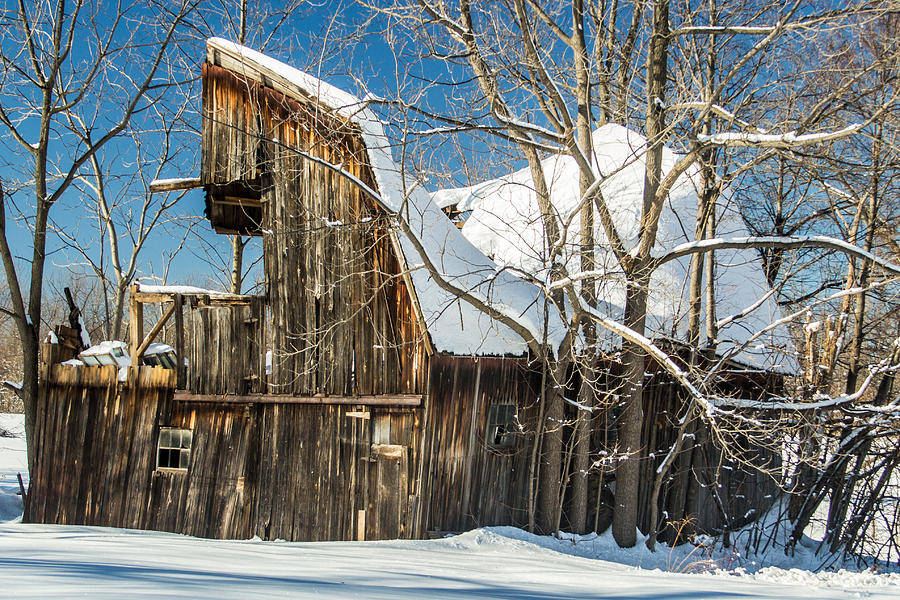 Vintage Barn In Winter Photograph