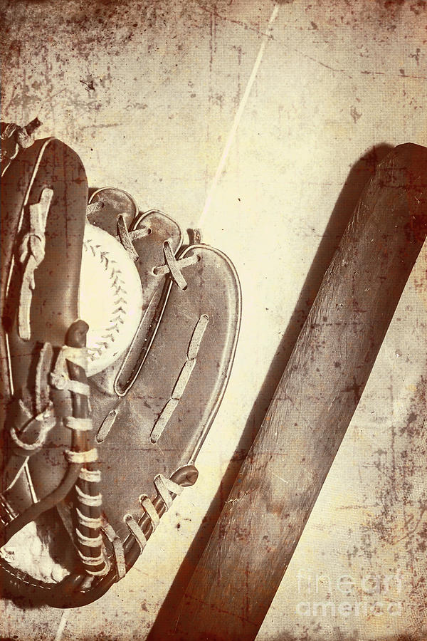 Vintage baseball bat mitt and ball Photograph by Jorgo Photography