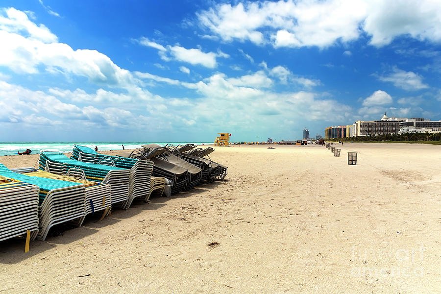 Vintage Beach Chairs at South Beach Photograph by John Rizzuto